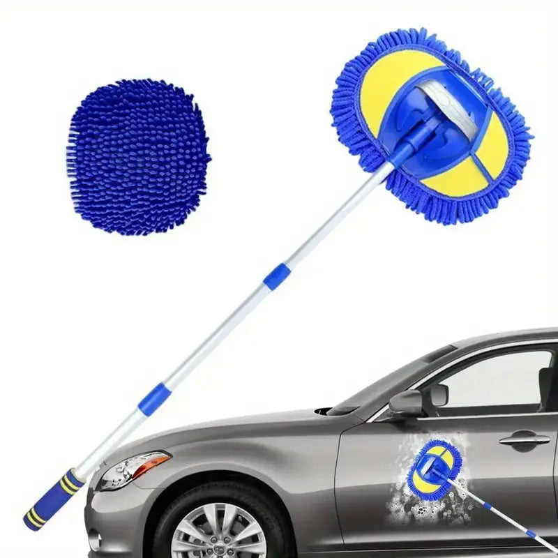 Telescopic Microfiber Car Wash Brush Mop with Chenille Bristles
