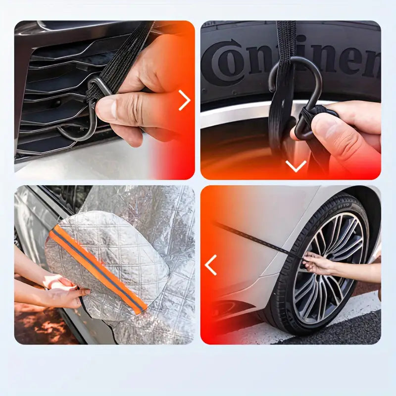 Car Snow Cover - Silvery Front Windshield Snow and Ice Protection