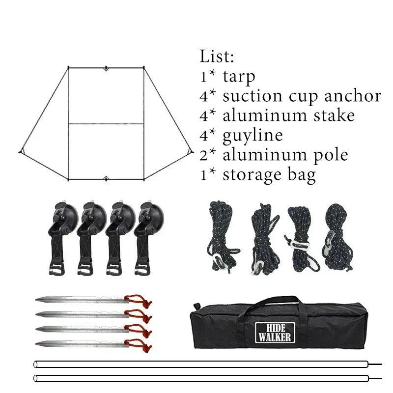 Bat Shape Car Side Awning Waterproof Rear Shelter Tent (Black)