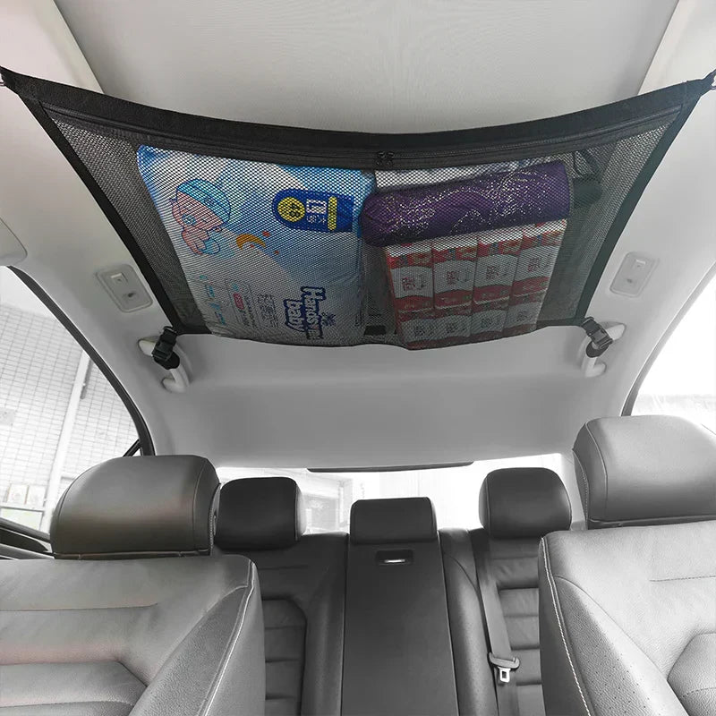 SUV Car Ceiling Storage Net Breathable Mesh Roof Cargo Organizer Black