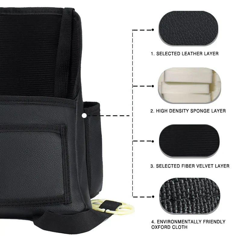 Multifunctional Leather Car Seat Storage Bag Hanging Organizer Black