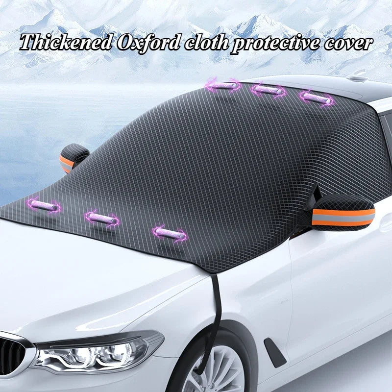 Magnetic Car Windshield Snow Cover Sunshade Frost Protector Black