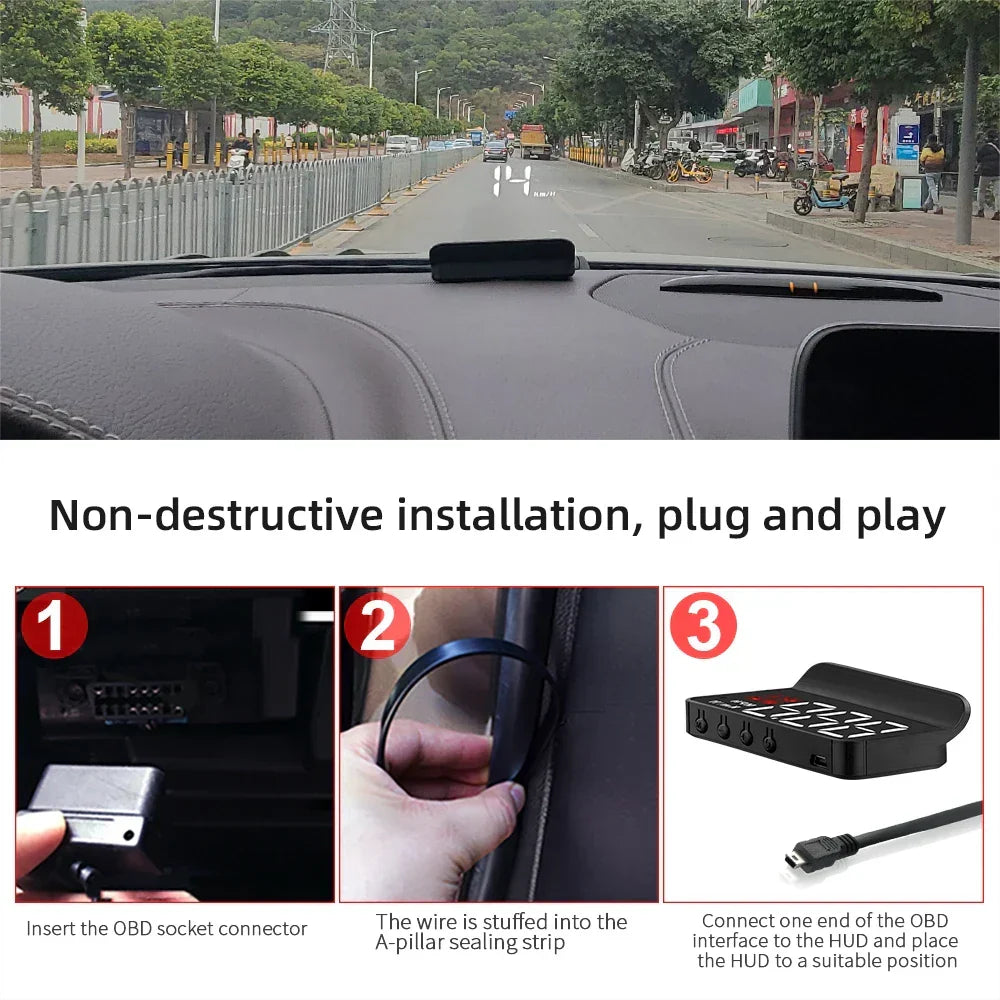 M3 Car HUD Display High Definition Windshield Projection Black