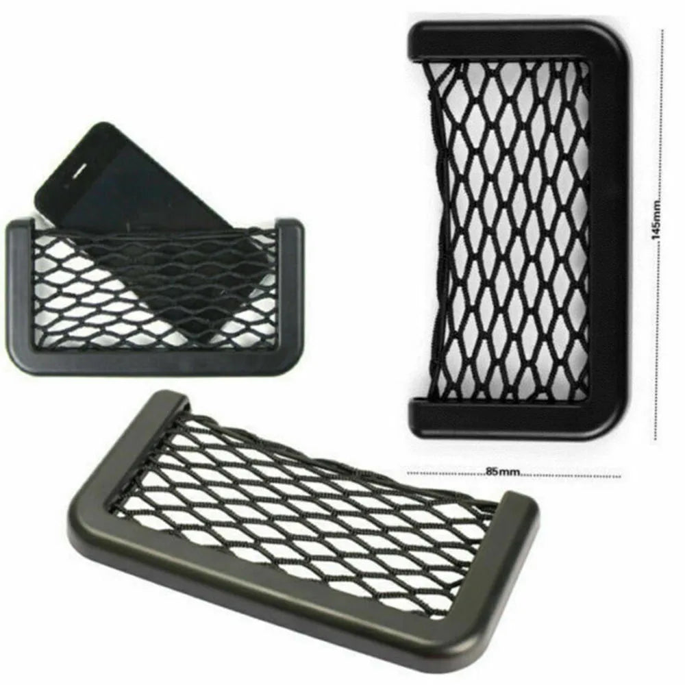 3PCS Universal Car Seat Organizer Mesh Net Pocket Black