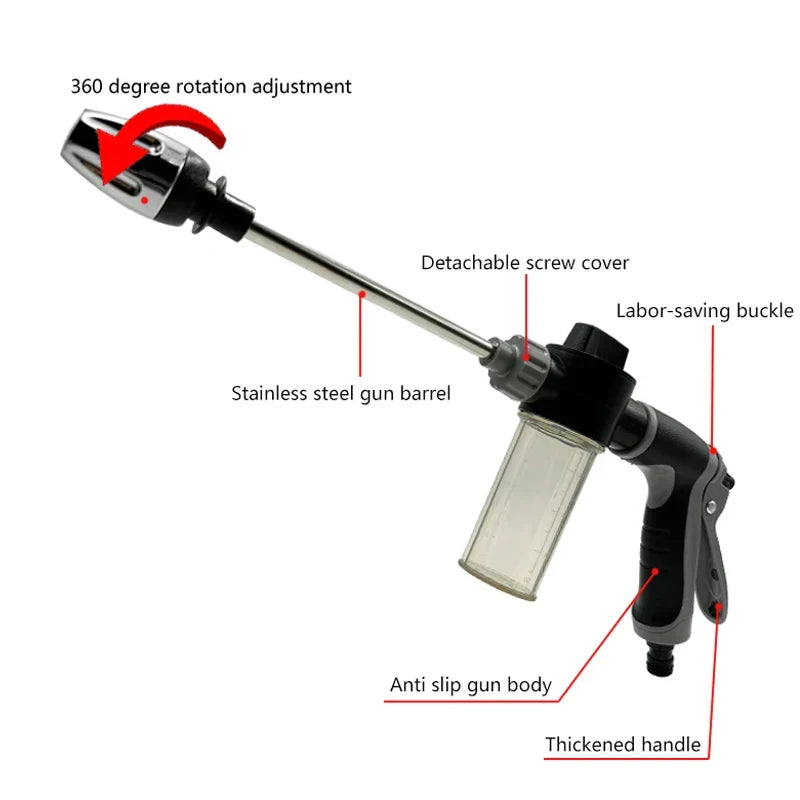 High Pressure Spray Water Gun Multipurpose Car Wash Silver