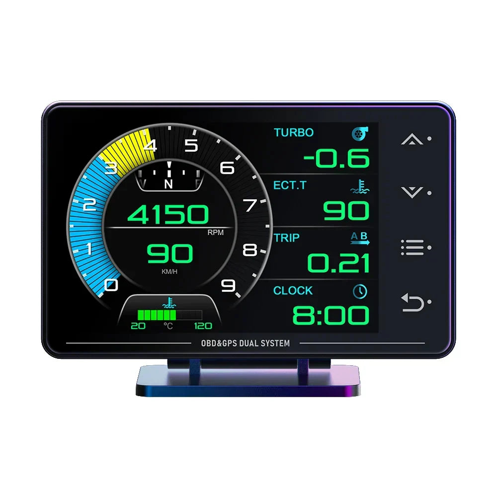 XS HUDGauge–Multi-Function OBD+GPS Car Instrument Black
