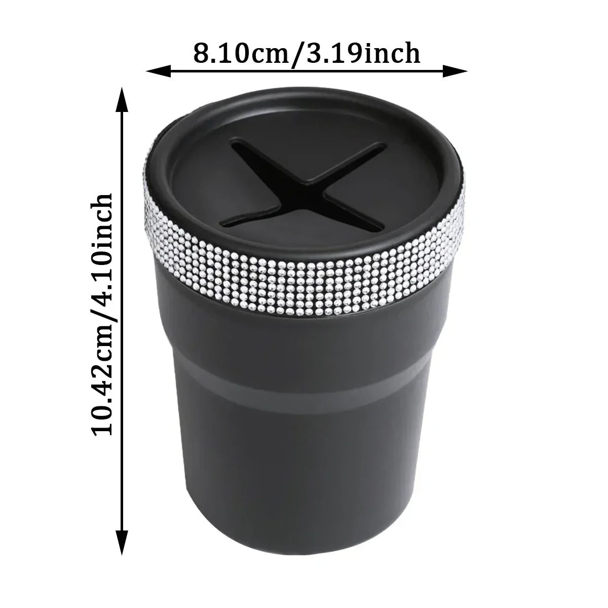 2Pcs Car Coin Storage Box Mini Imitation Diamond Can for Cup Holder Black