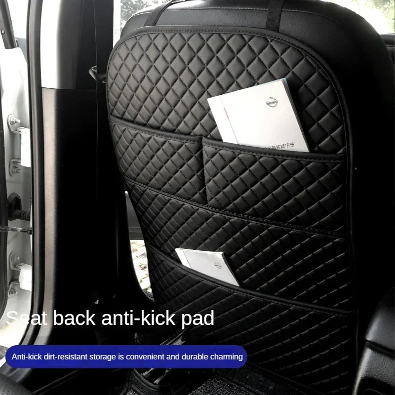 Universal Car Seat Back Protector with Organizer Pocket Black