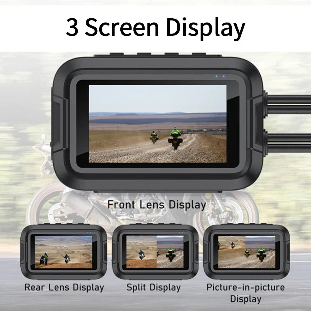 Dual 1080P Motorcycle Cam WiFi + GPS 64 GB Black