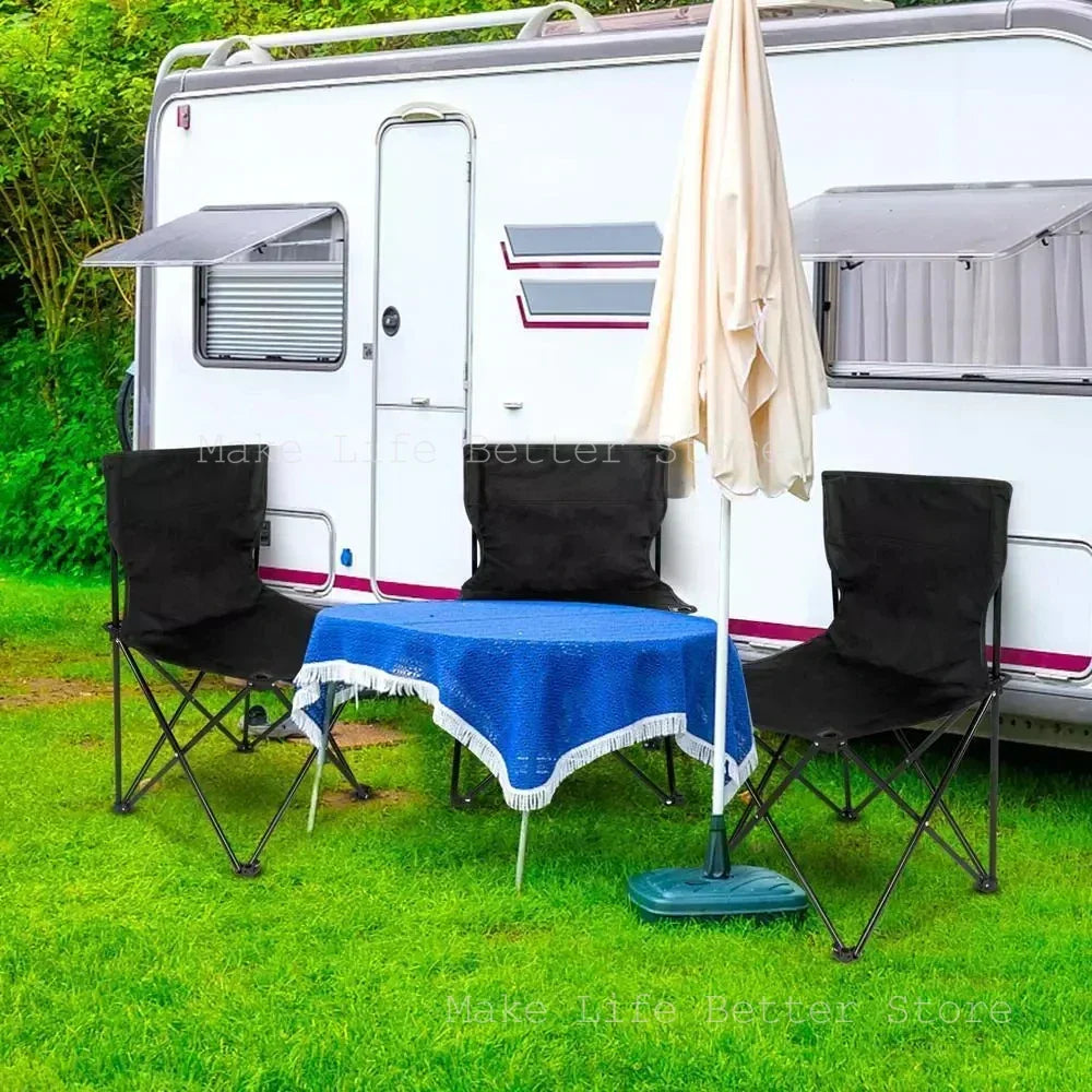 Portable Outdoor Camping Chair with Footrest - Folding Moon Chair