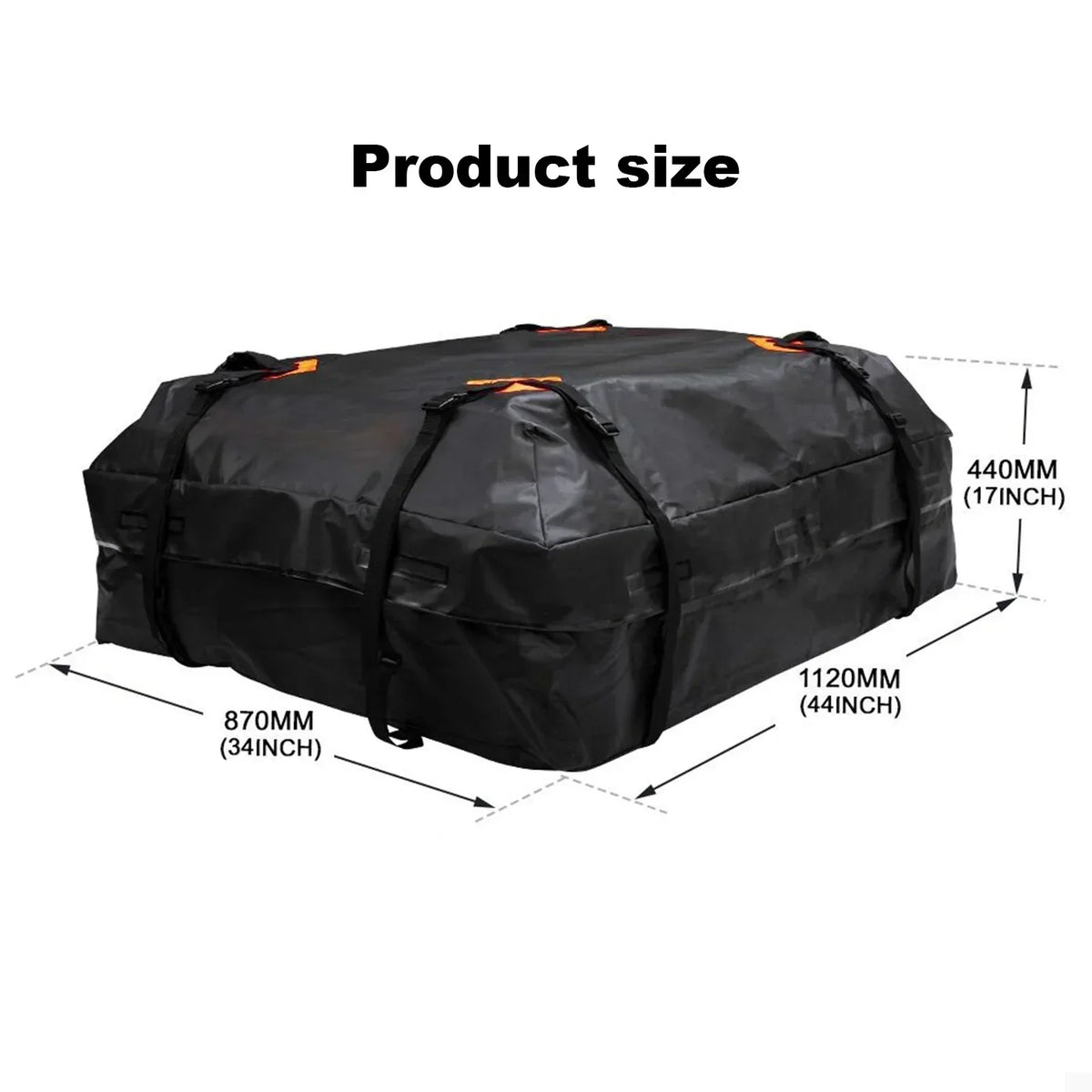 Waterproof Car Roof Cargo Bag 425L Universal Travel Storage Carrier Black