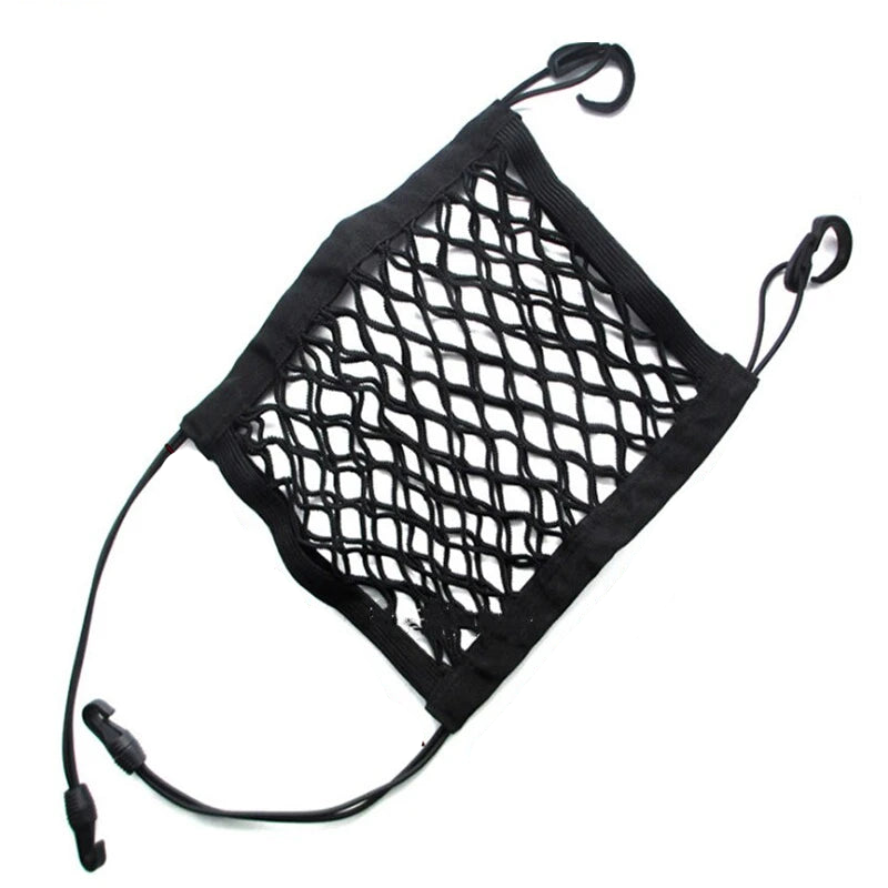 2Pcs Elastic Car Storage Net Bag Between Seat Organizer Barrier Black