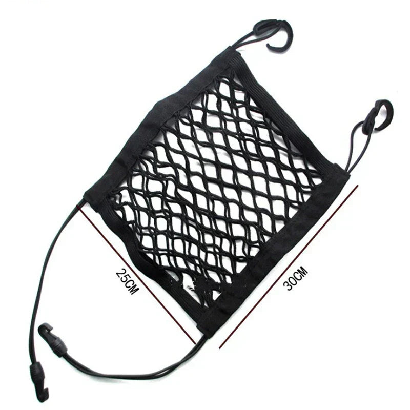 2Pcs Elastic Car Storage Net Bag Between Seat Organizer Barrier Black