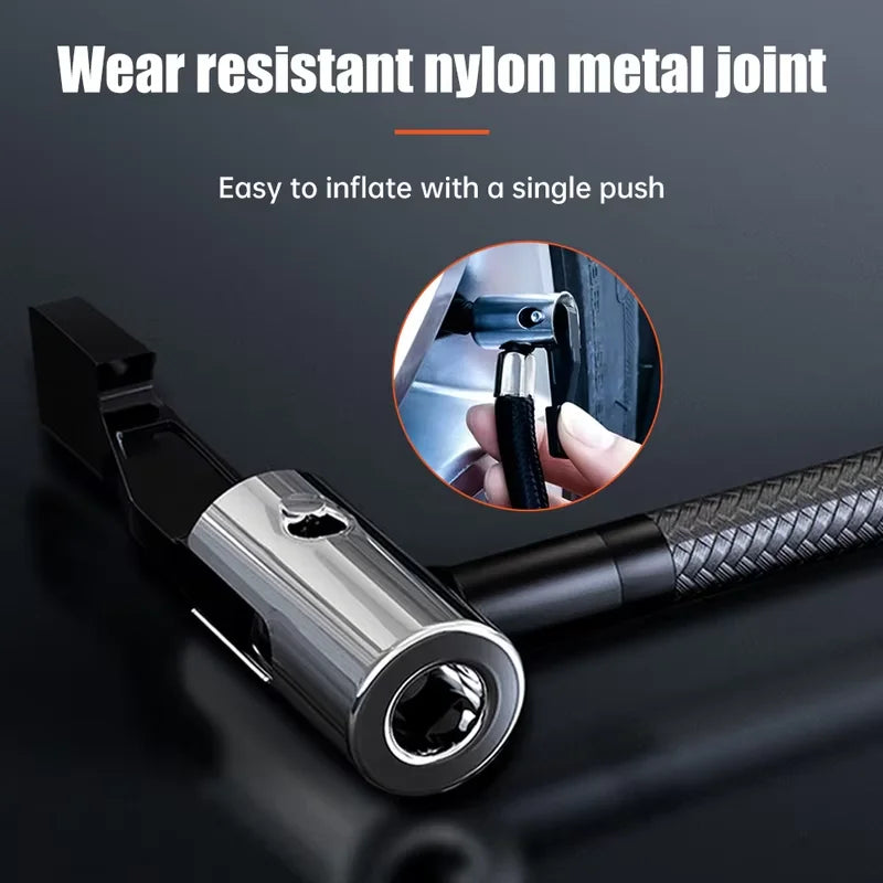 High-Precision Portable Air Pump Compressor Digital Tyre Inflator Black