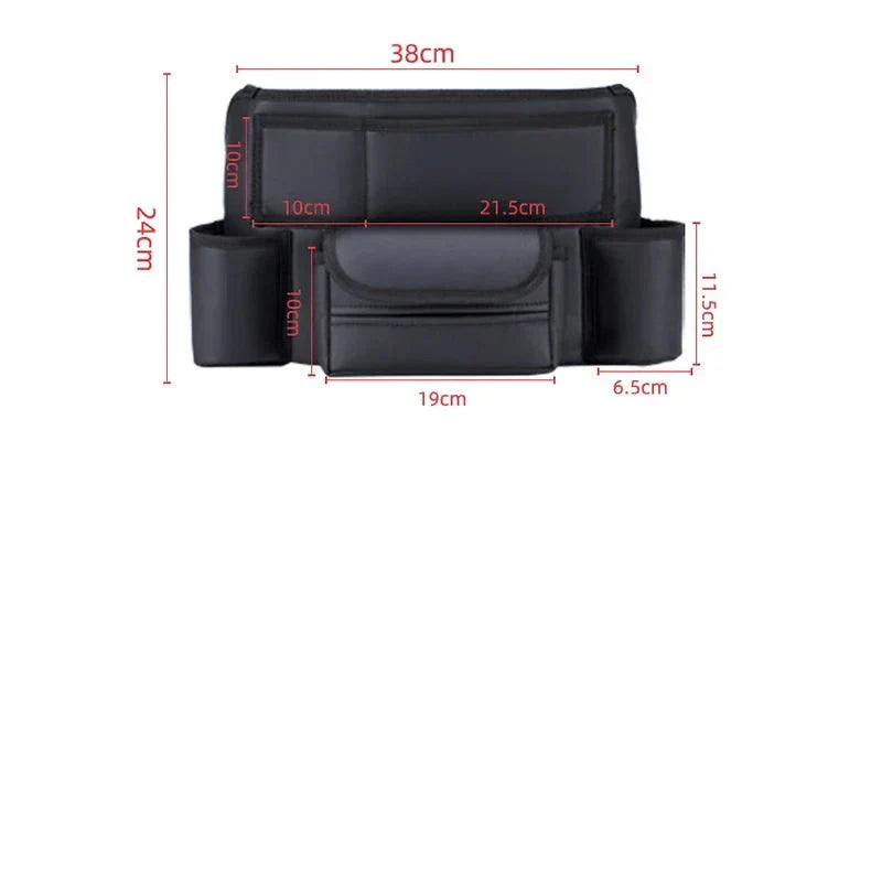 Multifunctional Leather Car Seat Storage Bag Hanging Organizer Black