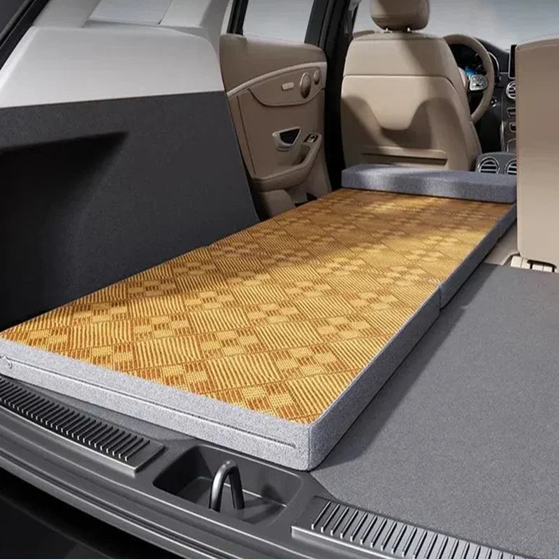 Non-Inflatable Car Travel Bed Folding Sleeping Pad with Pillow Brown