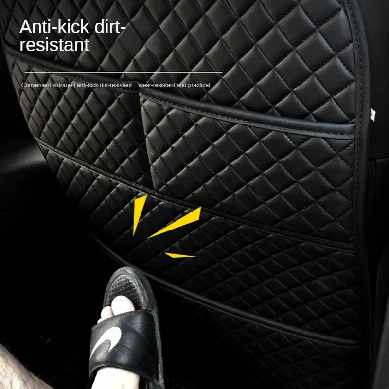 Universal Car Seat Back Protector with Organizer Pocket Black