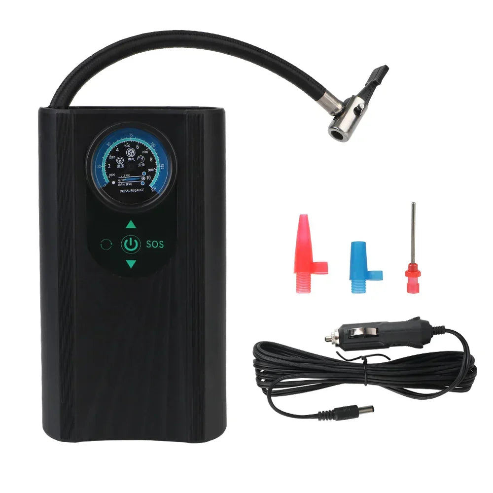 Handheld 12V Electric Air Compressor Quick Inflating Tire Pump Black