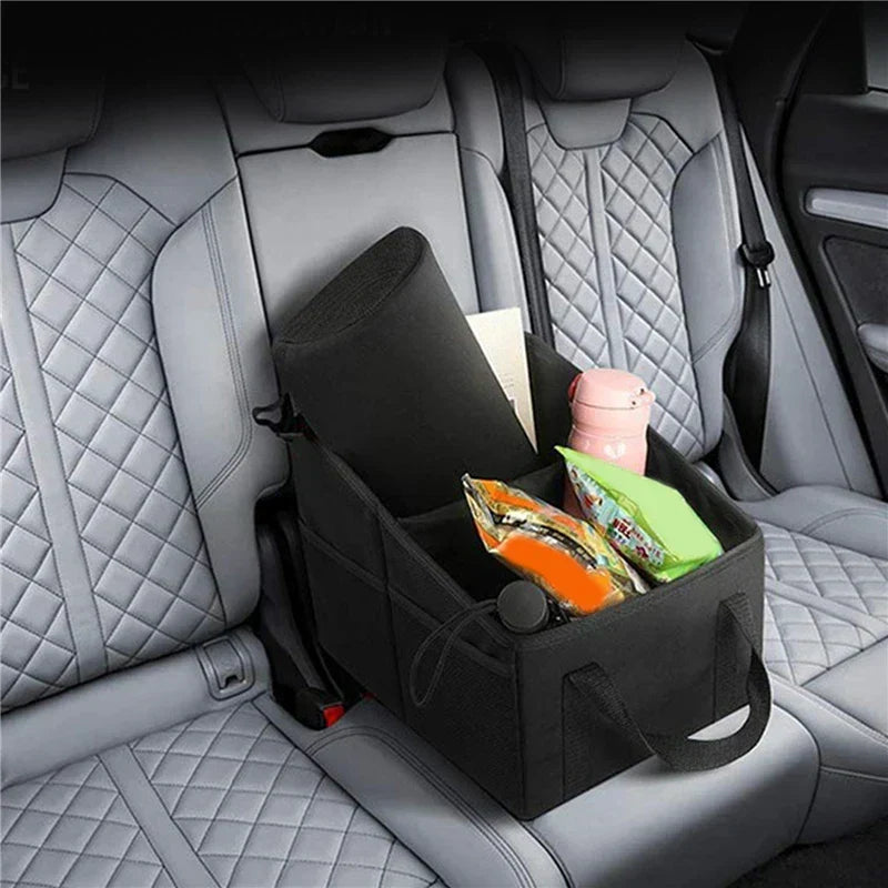 High-Capacity Car Trunk Storage Organizer Box Black