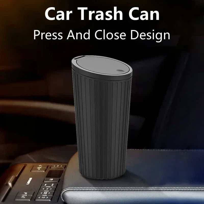 3Pcs Mini Car Trash Bin–Compact Auto Garbage Container Black