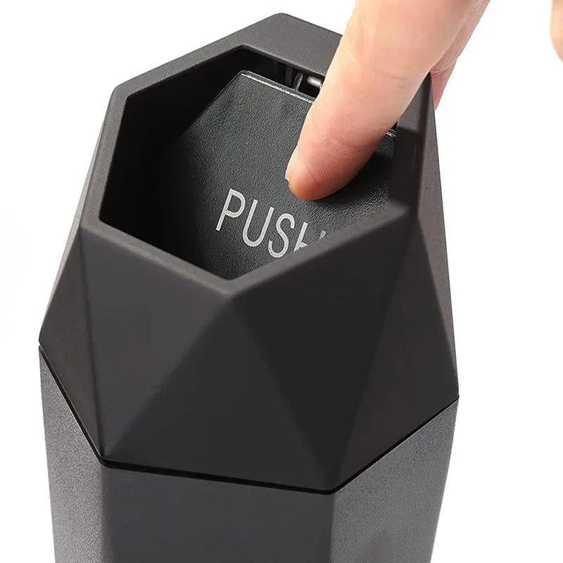 Portable Mini Car Trash Can–Waterproof Storage Bin with Lid Black