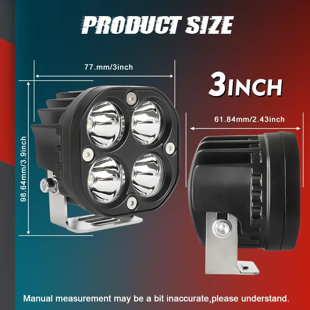 LED Spot Work Light - 12V/24V Fog Lights Driving