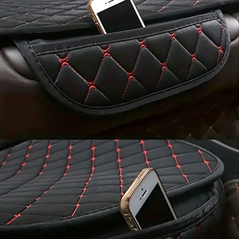 3-Piece Universal Car Seat Covers Breathable Cotton Linen Cushion Set Black