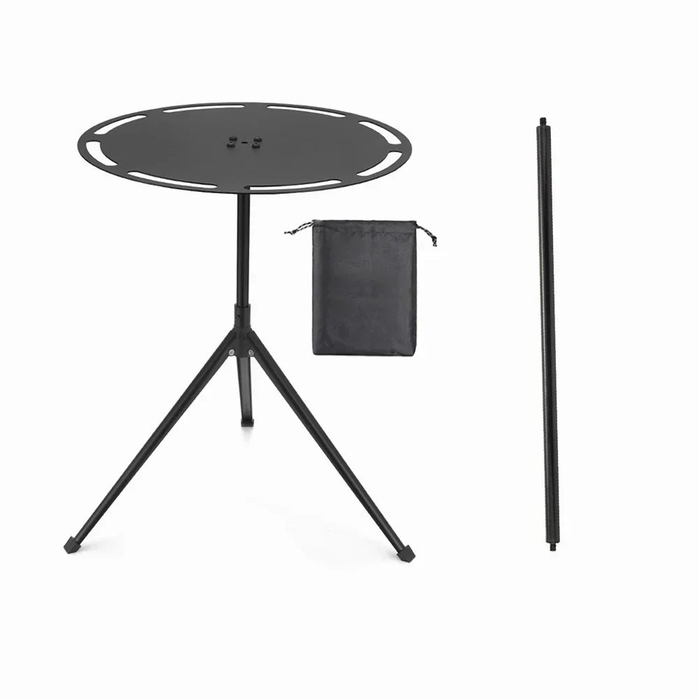 Round Camping Table with Telescopic Fishing Light Pole