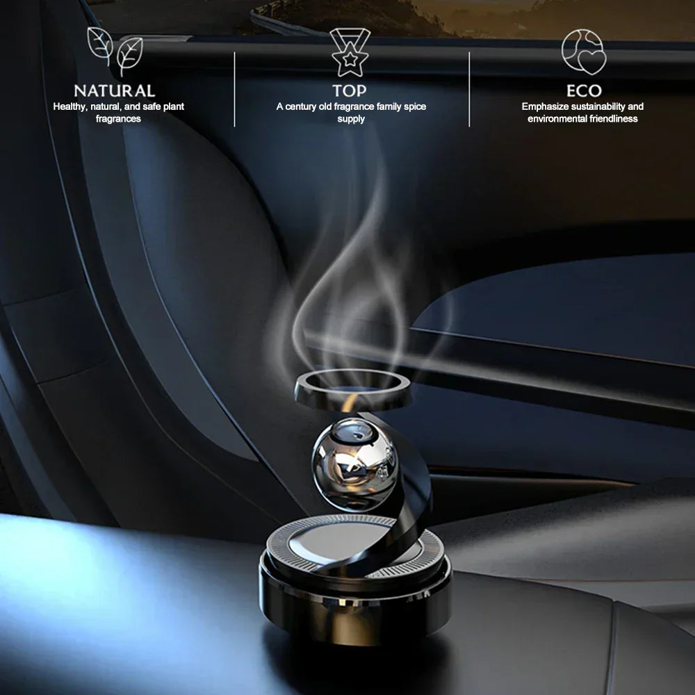 Solar-Powered Rotating Car Air Freshener–Suspension Perfume Diffuser Black