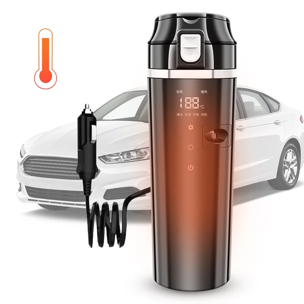 Smart Car Heating Mug with Digital LCD Display 500ML Stainless Steel Black