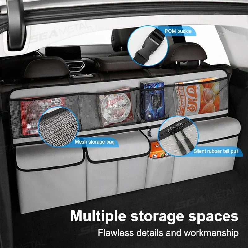 9-Pocket Car Seat Back Organizer Wear-Resistant Oxford Cloth Gray