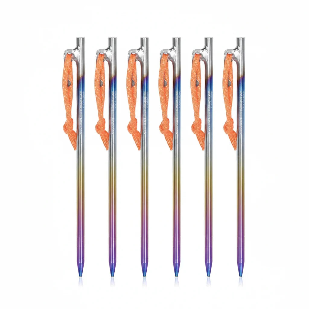 6-Piece Titanium Alloy Camping Tent Stakes Set