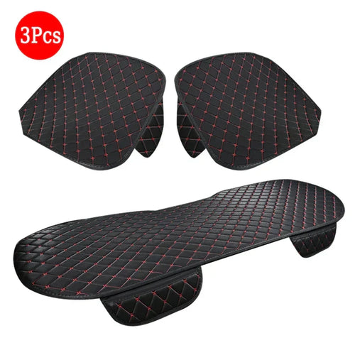 3-Piece Universal Car Seat Covers Breathable Cotton Linen Cushion Set Black