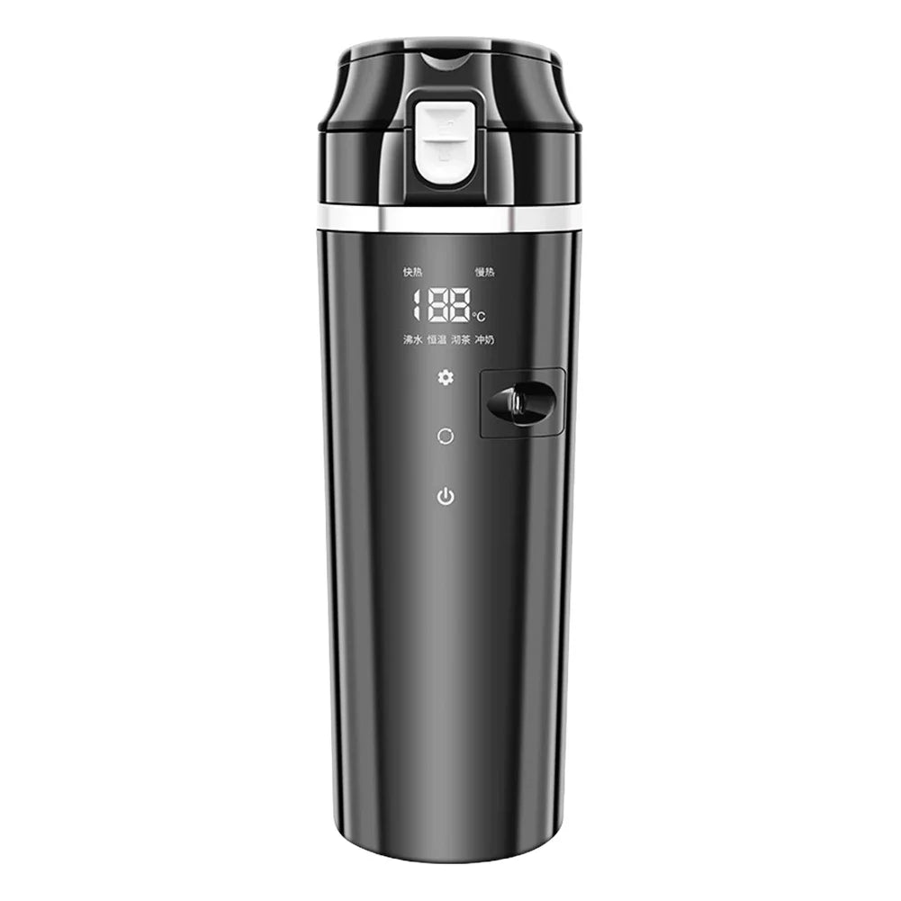 Smart Car Heating Mug with Digital LCD Display 500ML Stainless Steel Black