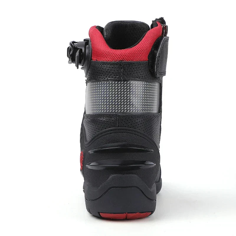 Men's Top Layer Cowhide Waterproof Professional Motorcycle Riding Shoes