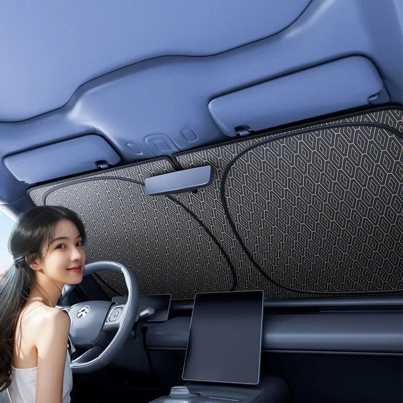 Foldable Car Windshield Sun Shade UV Protection Black