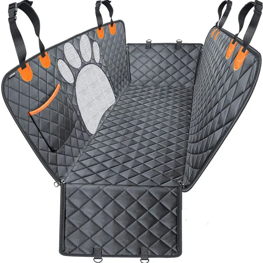 Car Seat Cover for Back Seat Hammock Style with Mesh Window Grey