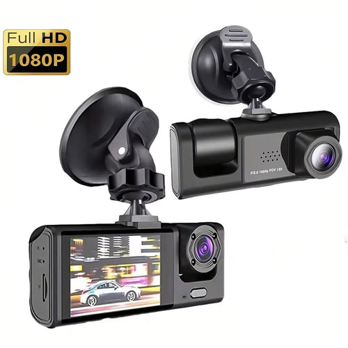 2 Channel 1080P HD Dash Cam Triple Lens Car DVR Black