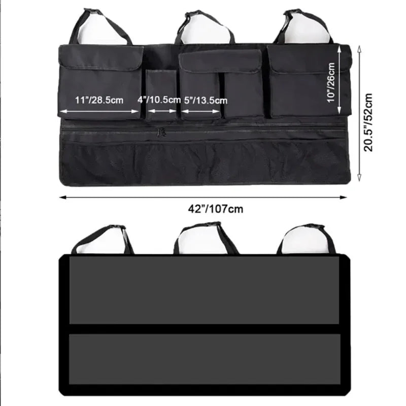 Back Seat Car Trunk Hanging Storage Bag 9 Pocket Organizer Black