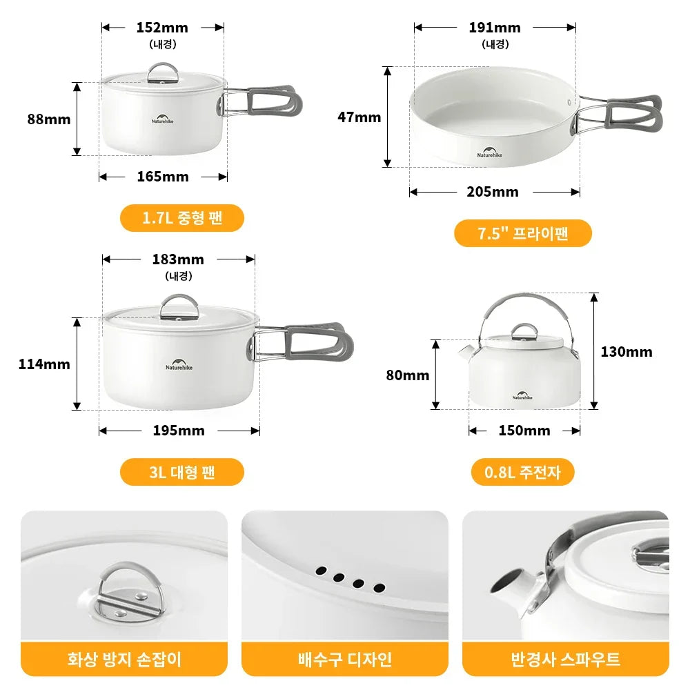 Camping Cookware Set – Ceramic Non-Stick Pots, Pan & Kettle Kit