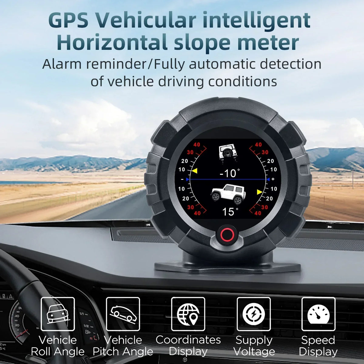 X95 GPS HUD Head Up Display 4x4 Of Road Inclinometer Black