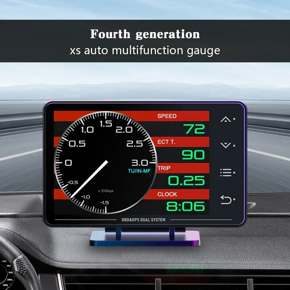 XS HUDGauge–Multi-Function OBD+GPS Car Instrument Black