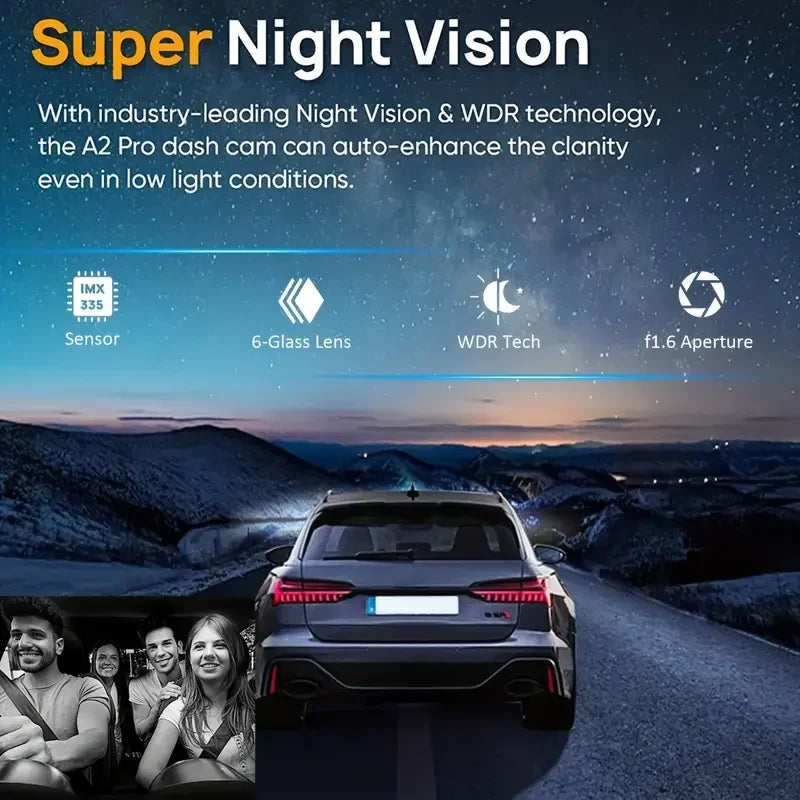 1080P WiFi Dual Lens Dash Cam Front Rear Car DVR Black