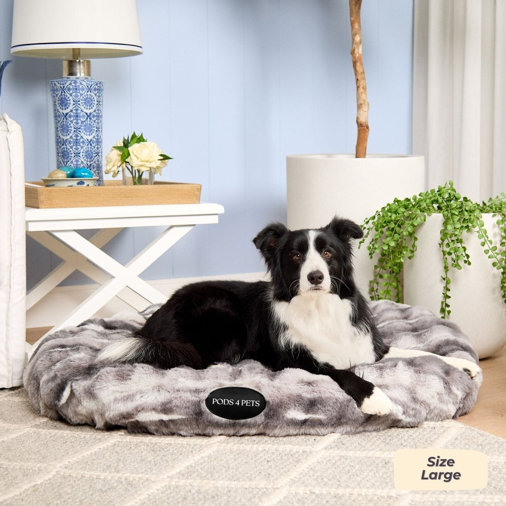 Luxe Bubble Faux Fur Machine Washable Dog Bed - Two Tone Grey
