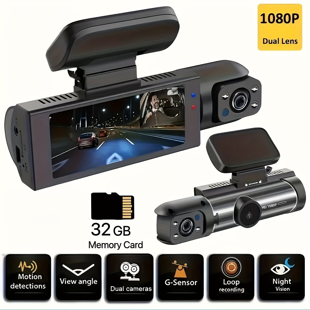 1080P Dual-Lens Car Dash Cam with Night Vision