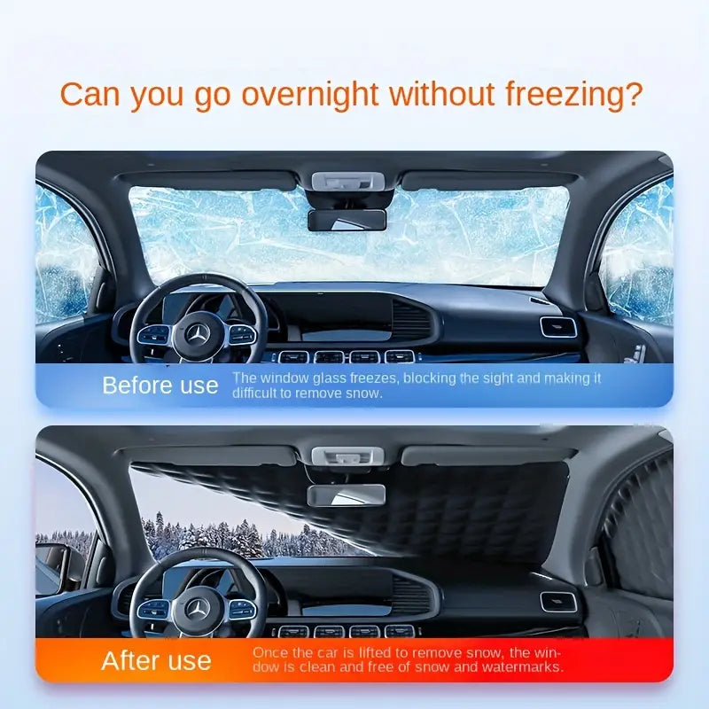 Car Snow Cover - Silvery Front Windshield Snow and Ice Protection