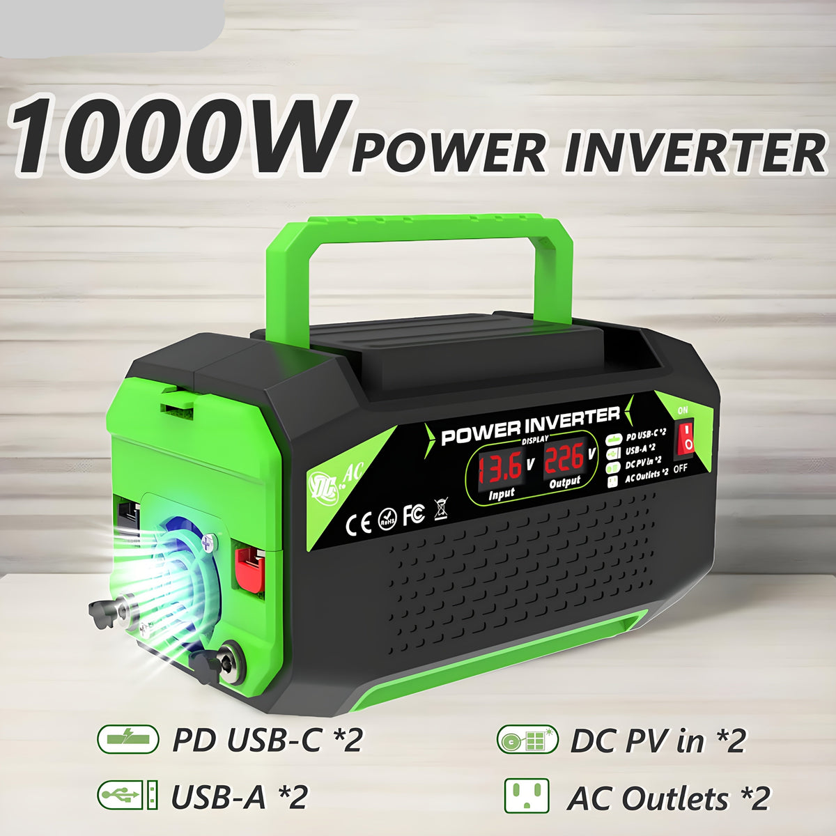 Car Power Inverter DC 12V to AC 220V